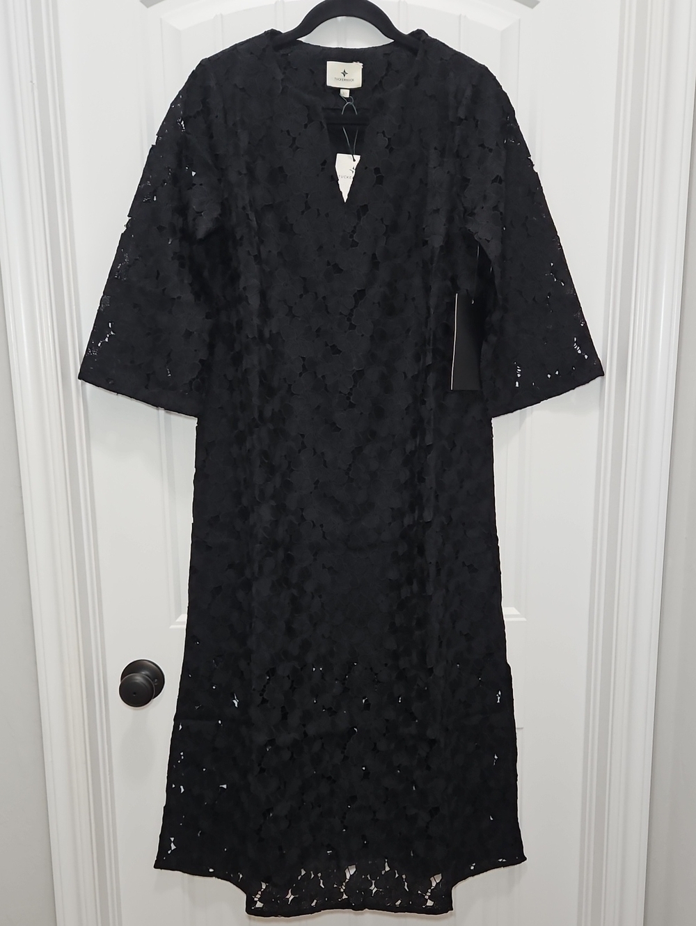 Tuckernuck Black Lace Jamie Eyelet Floral Midi Dress Lined XS New Women's
